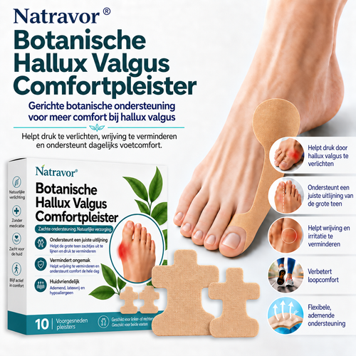 🏅 Natravor® Botanische Hallux Valgus Comfortpleister (Elastische ondersteuning + botanische comfortformule)